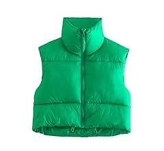 Women's Winter Cotton Padded Vest Lightweight Sleeveless Crop Vest Puffer Vest Warm Outerwear Sho... | Amazon (US)