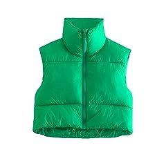 Women's Winter Cotton Padded Vest Lightweight Sleeveless Crop Vest Puffer Vest Warm Outerwear Sho... | Amazon (US)
