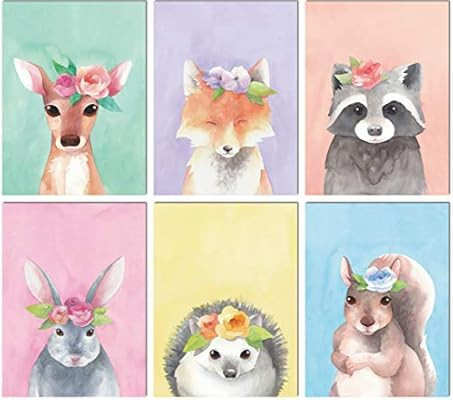 L & O Goods Woodland Animals Nursery Décor | Baby Boy & Girl Wall Art Watercolor Prints | Set of... | Amazon (US)