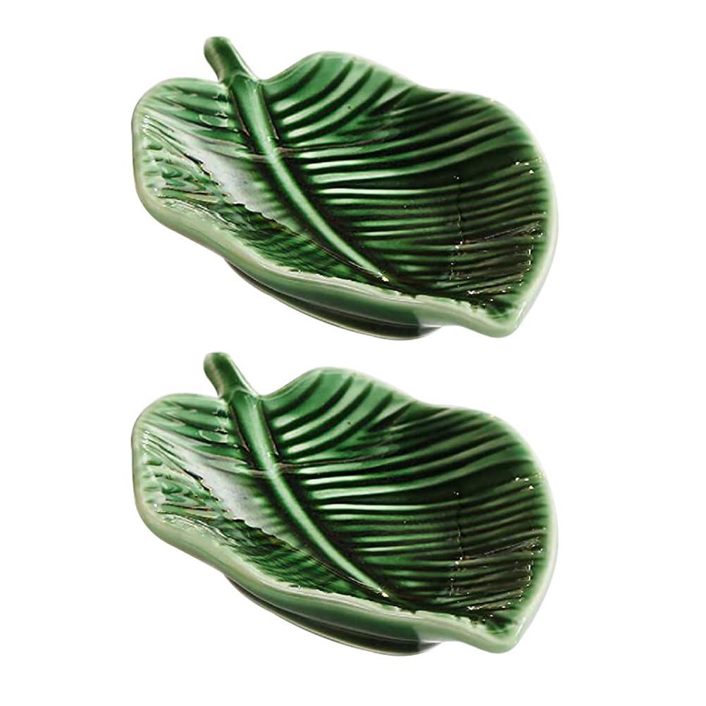 2pcs Leaf Shape Rings Holder Dish Small Key Bowl Ceramic Trinket Tray Jewelry Dish Organizer For ... | Amazon (US)