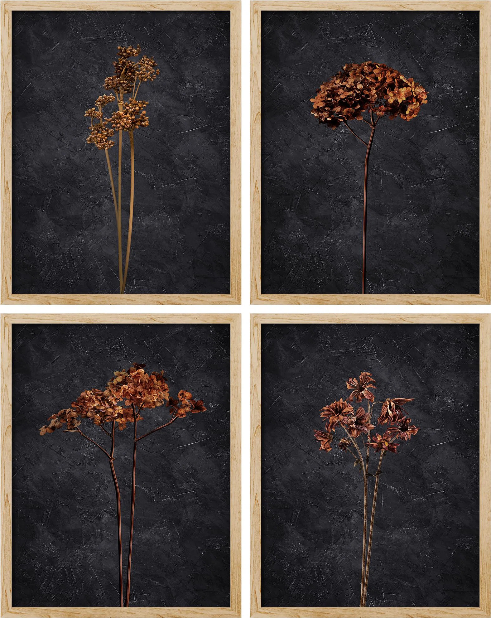 " Moody Floral Dark Orange " 4 - Pieces (Set of 4) | Wayfair North America