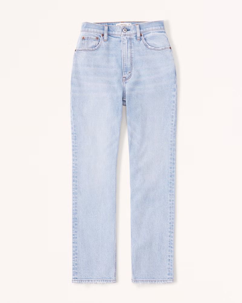 Women's Curve Love Ultra High Rise Ankle Straight Jean | Women's Bottoms | Abercrombie.com | Abercrombie & Fitch (US)