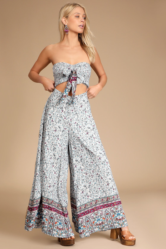 Sunset Fiesta White Multi Floral Print Two-Piece Jumpsuit | Lulus (US)
