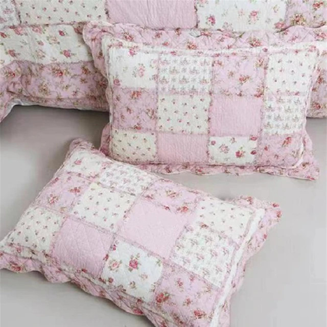 100% Cotton Patchwork Pillow Cover Home Decorative Pillowcases Pink Floral Cushion Cover Vintage  | AliExpress (US)