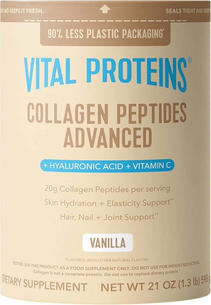 Vital Proteins Collagen Peptides Advanced, Hydrolyzed Peptides with Hyaluronic Acid and Vitamin C... | Amazon (US)