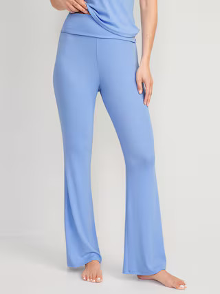 Mid-Rise UltraLite Foldover-Waist Flare Lounge Pants for Women | Old Navy (US)
