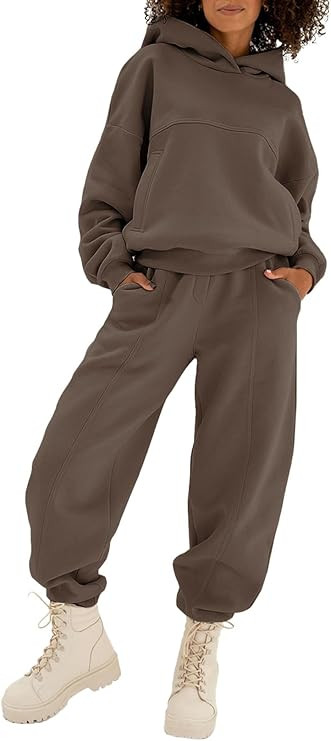 Aleumdr Womens 2 Piece Outfits Matching Sets Sweatsuit Hoodie Oversized Sweatshirts with Sweatpan... | Amazon (US)