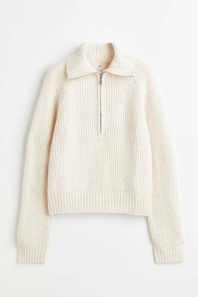 Gerippter Pullover mit Zipper | H&M (DE, AT, CH, DK, NL, NO, FI)