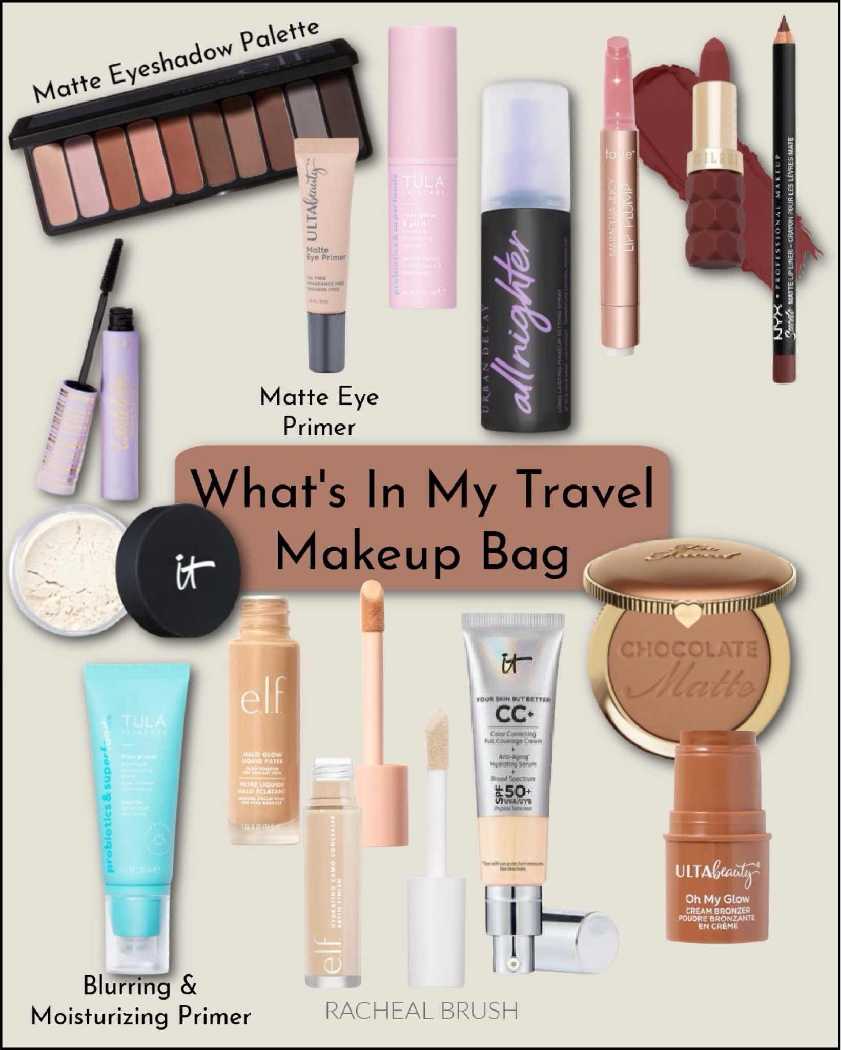 What’s in my Travel makeup bag
ULTA. Tarte Cosmetics. It Cosmetics. elf. Too Faced. TULA. NYX  

#LTKbeauty #LTKGiftGuide #LTKtravel