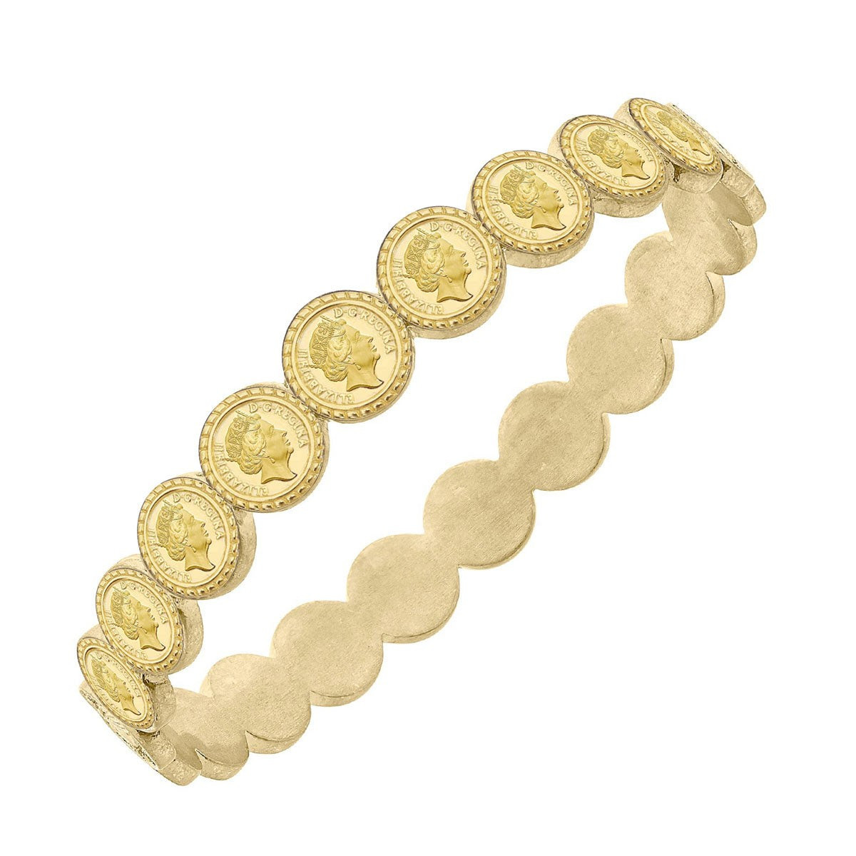 Queen Elizabeth Coin Bangle in Worn Gold | CANVAS