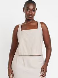 Sleeveless Linen-Blend Crop Top | Old Navy (US)