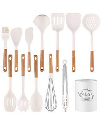 SUGIFT 13-Piece Silicone Kitchen Utensils with Wooden Handles Set - Macy's | Macy's