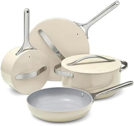 Caraway Non-stick Ceramic Cookware Set (12 Piece) Pots, Pans, Lids and Kitchen Storage - PFAS & P... | Amazon (US)