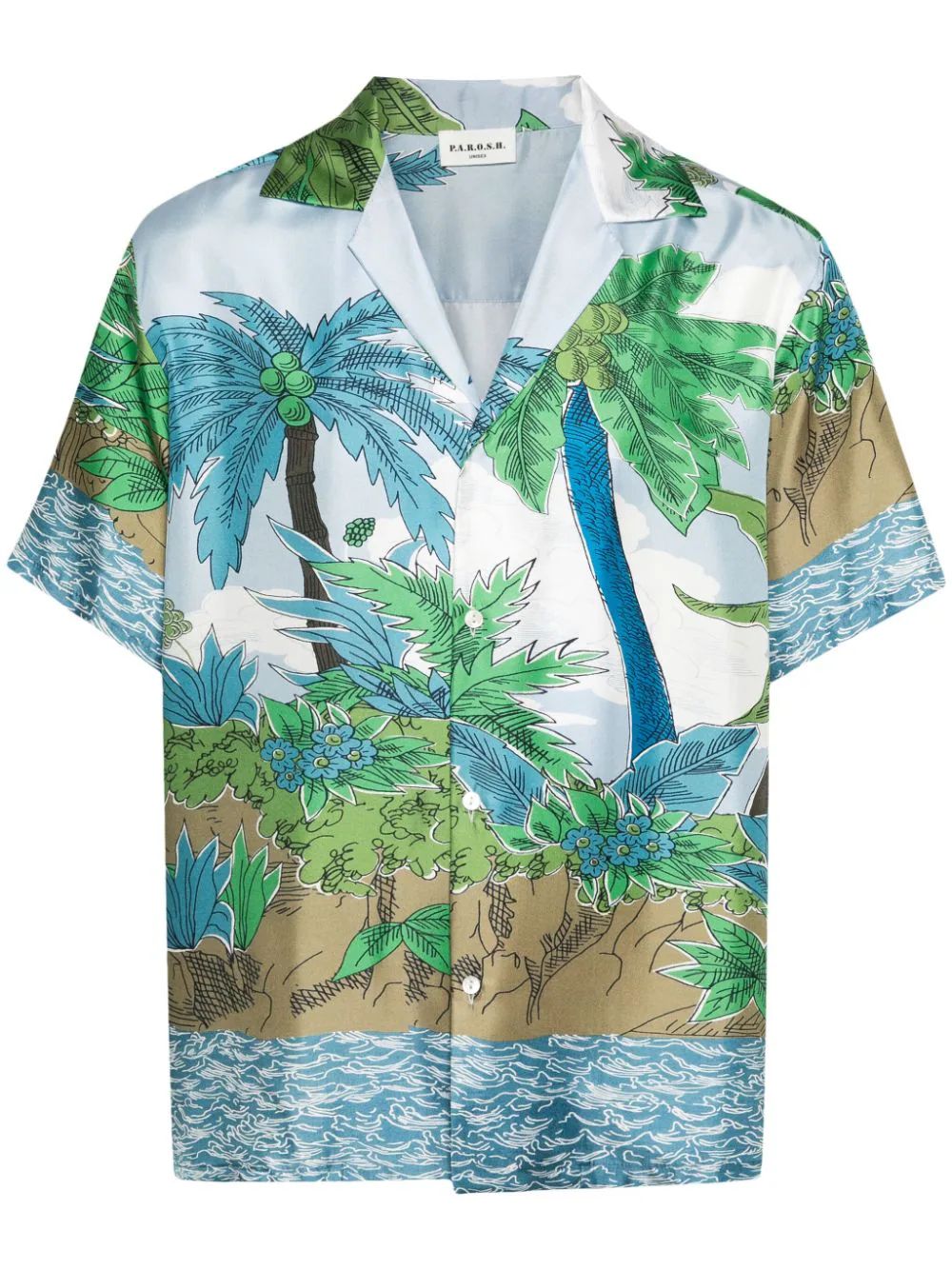 palm tree-print bowling shirt | Farfetch Global
