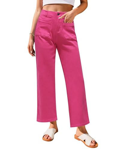 GRAPENT Pink Bottoms for Women Pink Cowgirl Outfit for Women Pink Cowgirl Pants Pink High Waisted Pants Pink Jeans for Women Pink Pants for Women Color Hot Pink Size M Medium Size 8 Size 10 | Amazon (US)