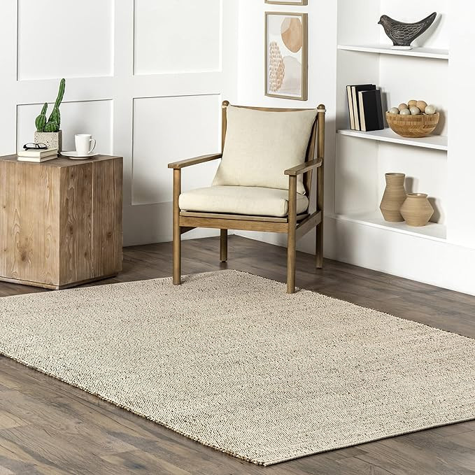 nuLOOM Elfriede Farmhouse Jute Blend Area Rug - 6x9 Jute Area Rug Global Inspired Natural/Ivory R... | Amazon (US)