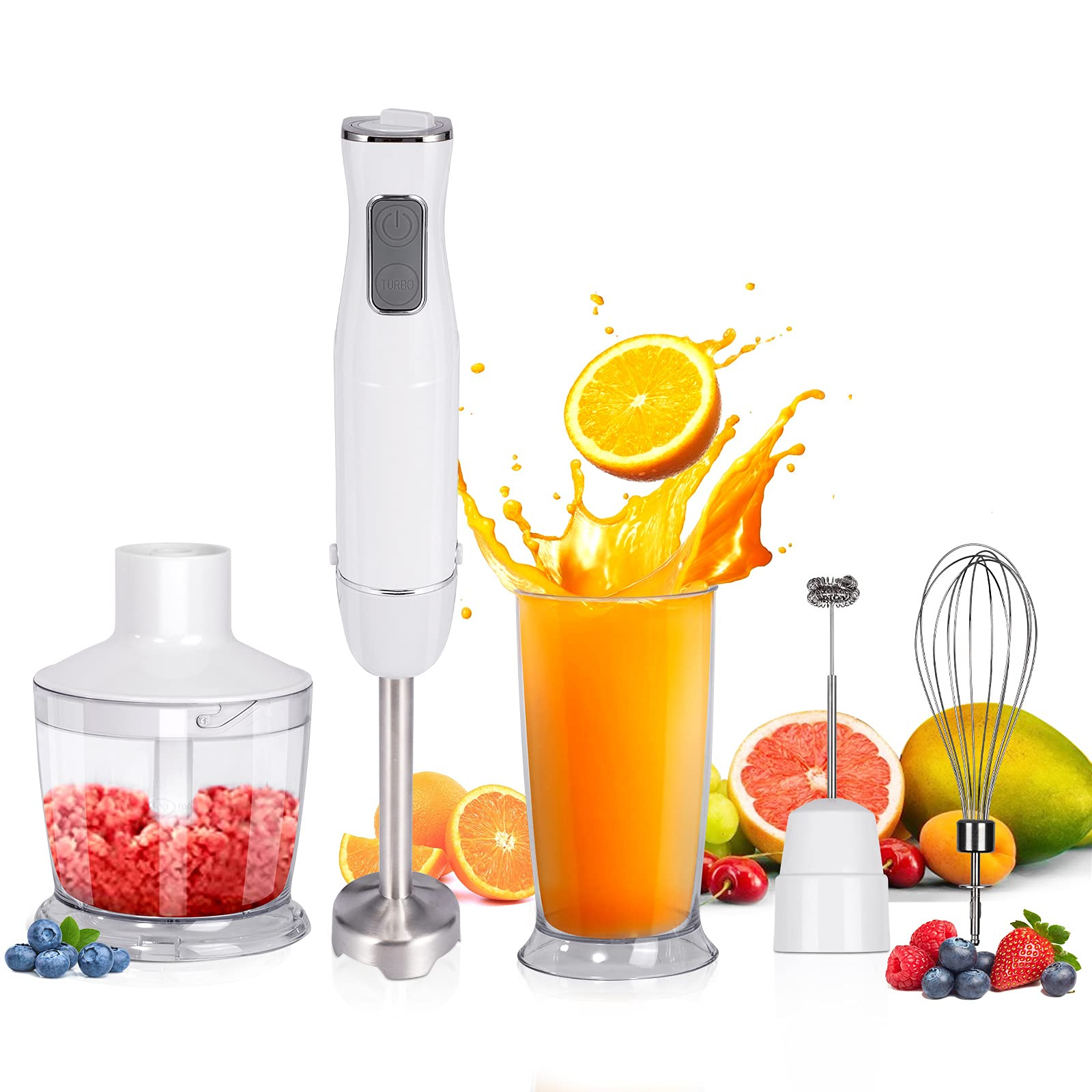 Hand Blender,1200W 12-Speed Immersion Blender Handheld, 5 in 1 Emersion Stick Blender Electric, 600m | Amazon (US)