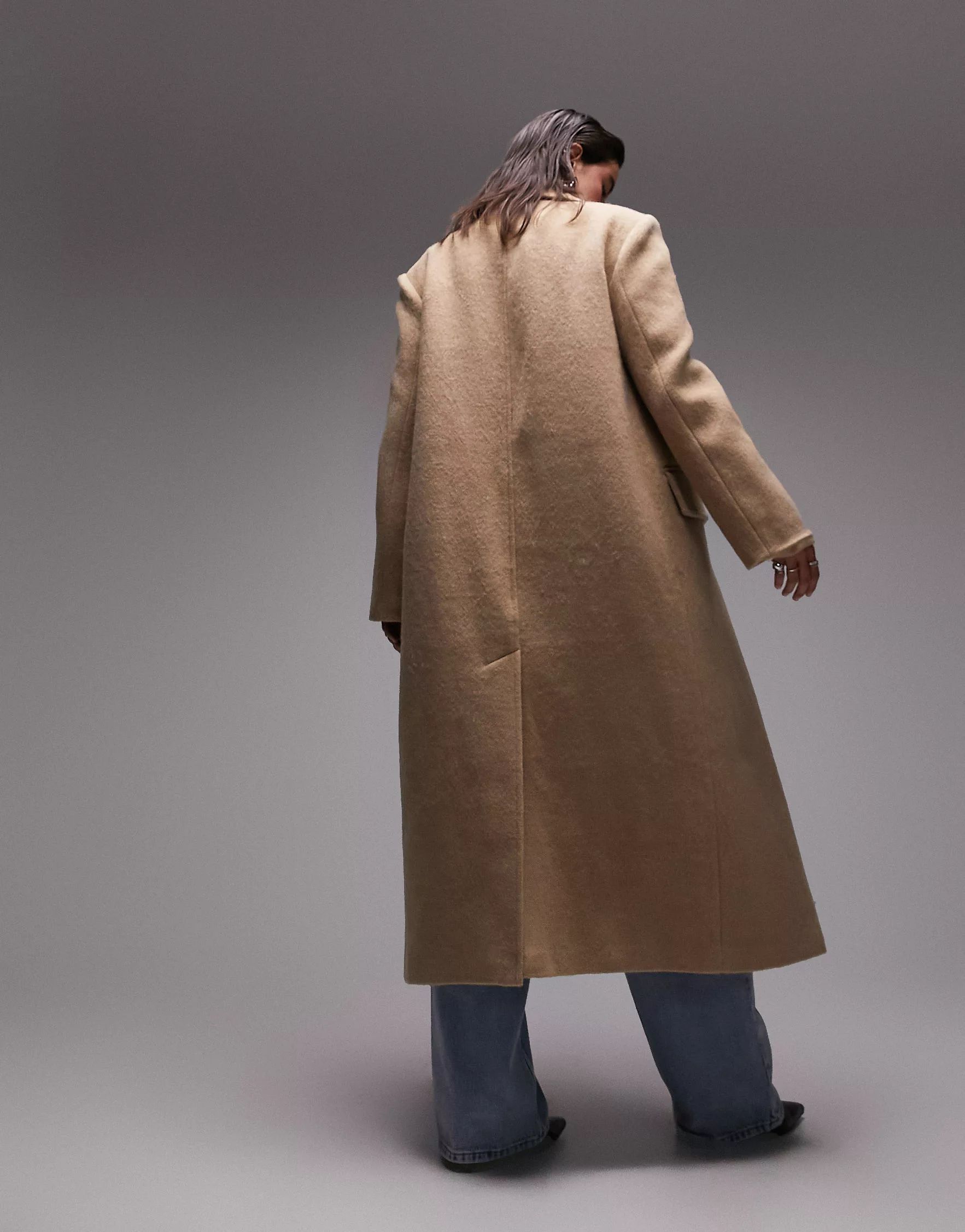 Topshop wool-blend oversized coat with three pocket detail in camel  | ASOS | ASOS (Global)