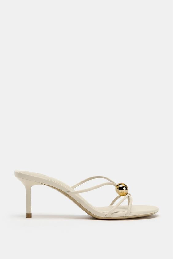 METALLIC APPLIQUE HEELED SANDALS | Zara US