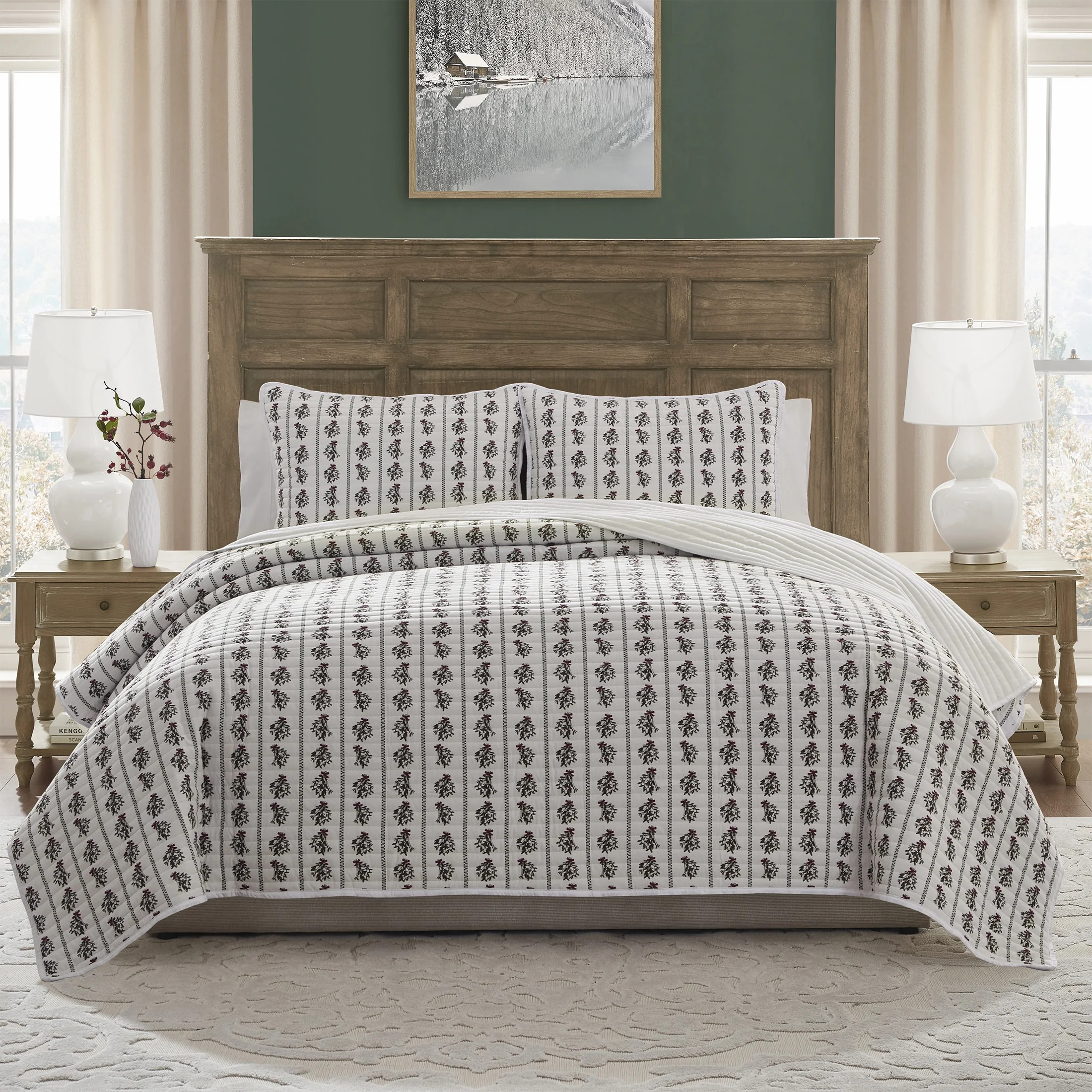 My Texas House Missie 3-Piece Multi Mistletoe Adult Quilt Set, Full/Queen | Walmart (US)