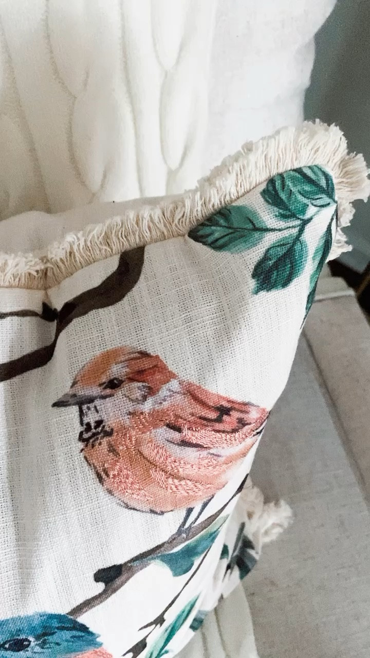 New Spring Pillow 
Walmart 
Under $12 
Budget Friendly Home Finds 
Birds 
Spring 


#LTKhome #LTKfindsunder50