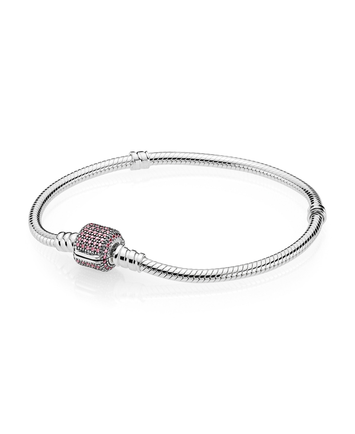 Pandora Moments Cubic Zirconia Sparkling Pave Clasp Snake Chain Bracelet - Silver | Macy's