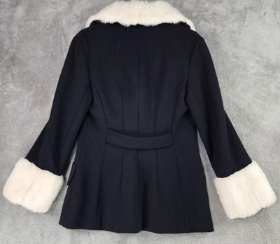 Lilli Ann Coat Womens Small Black Fur Collar Cuffs 60s Mod Retro Vintage Jacket | eBay US