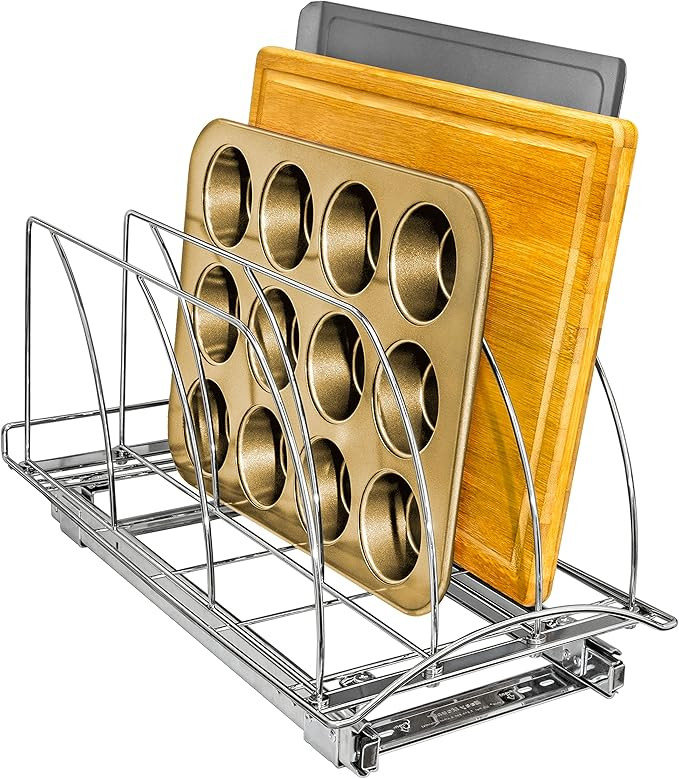 LYNK PROFESSIONAL® Pull Out Cookie Sheet Organizer for Cabinet – Baking Sheet Organizer – Sh... | Amazon (US)
