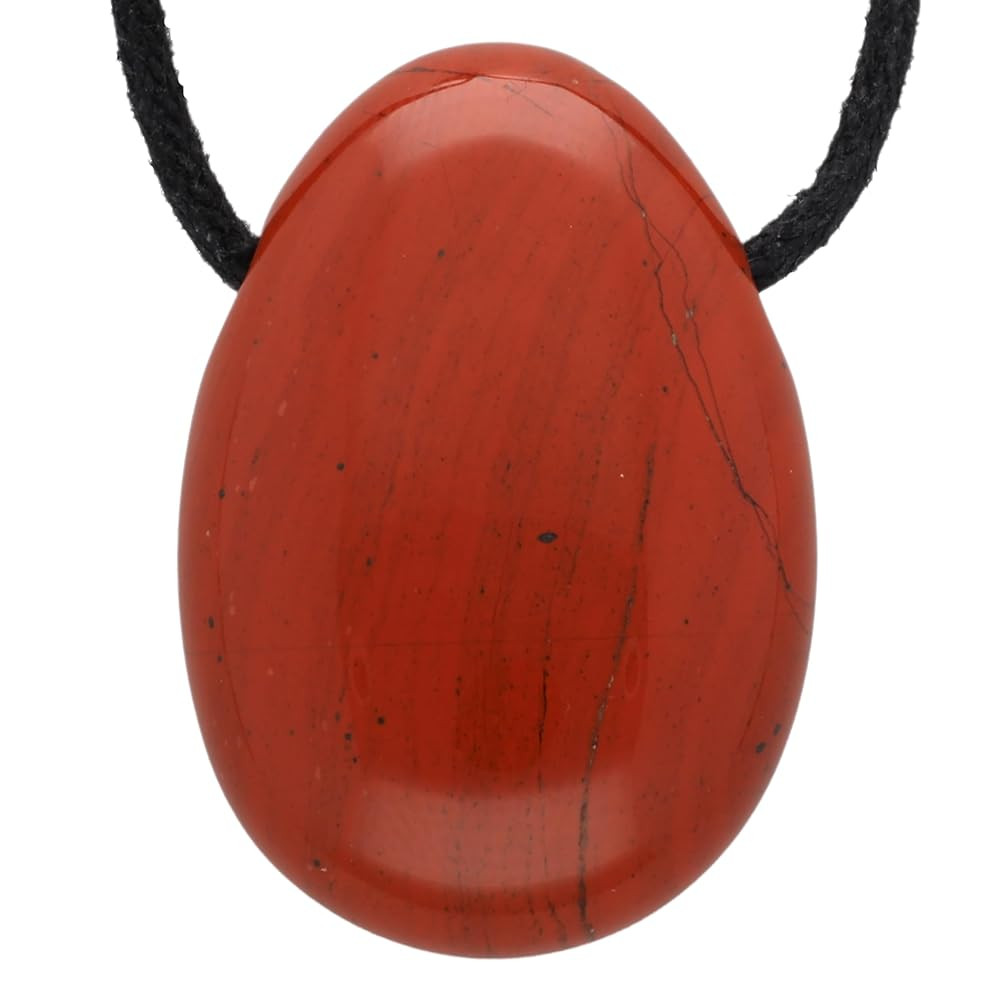 Life Source Plus Red Jasper Drop Pendant Drop Pendant Drum Gemstone with Drilled Hole with Leathe... | Amazon (UK)