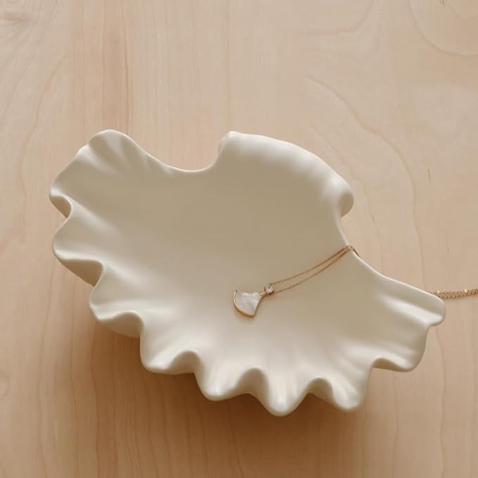 WENSHUO Ocean Shell Ceramic Decorative Bowl, Jewelry Dish for Rings, Trinkets, Crème (Matte Crè... | Amazon (US)