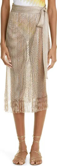 Fringed Metallic Knit Cover-Up Pareo | Nordstrom