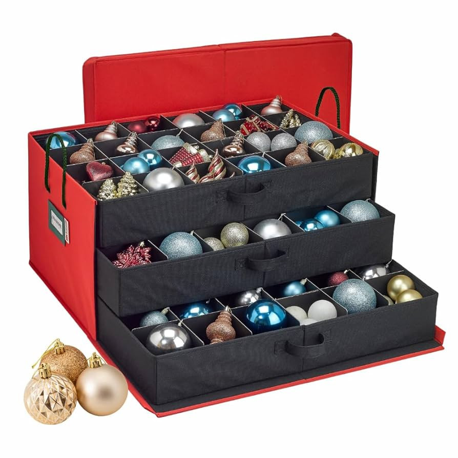 HOLDN’ STORAGE Christmas Ornament Storage Box with Dividers, Holds Up to 72 Ornaments (4 Inches... | Amazon (US)
