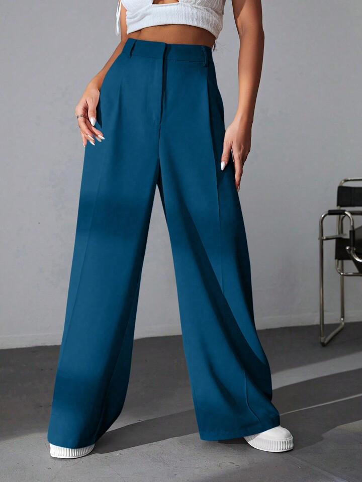 SHEIN EZwear Solid Wide Leg Pants | SHEIN USA | SHEIN