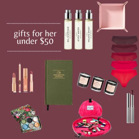 Gift guide for her!! Gift guide for her under $50!! So many fun items on my own wish list. Would be good for secret Santa or white elephant too!!

Perfume gifts, beauty gifts under $50, makeup gifts , five year journal , candles , underwear , gifts for sisters, gifts for best friends , stocking stuffers for her , gifts for college students 

#LTKGiftGuide #LTKunder50 #LTKbeauty