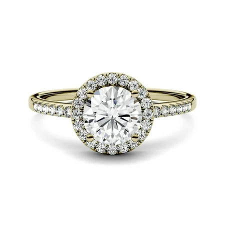 14K Yellow Gold Moissanite by Charles & Colvard Round Halo Ring 1.30 DEW | Walmart (US)