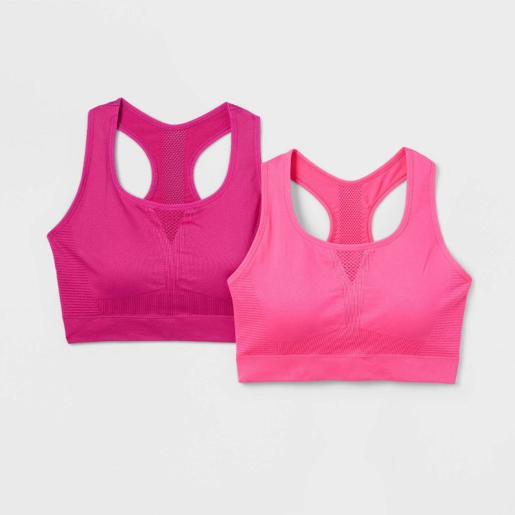 Women's 2pk Light Support Seamless Racer Sports Bra - All in Motion™ | Target