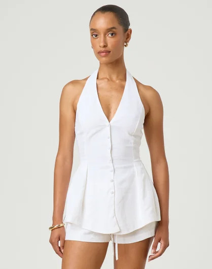 Linen Peplum Halter Top | Glassons (Australia)