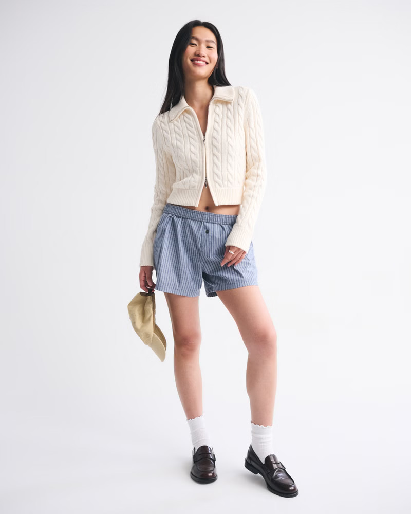 Women's Double Zipper Cable-Knit Cardigan | Women's New Arrivals | Abercrombie.com | Abercrombie & Fitch (US)