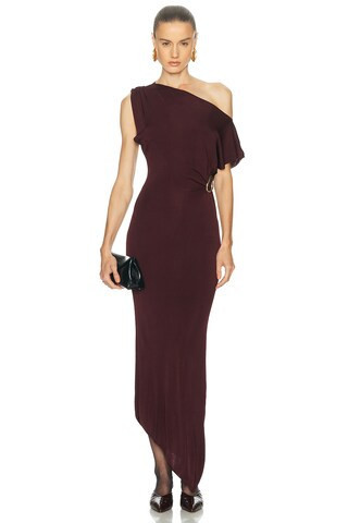 SRG Mehek Asymmetric Knit Dress in Burgundy | FWRD 