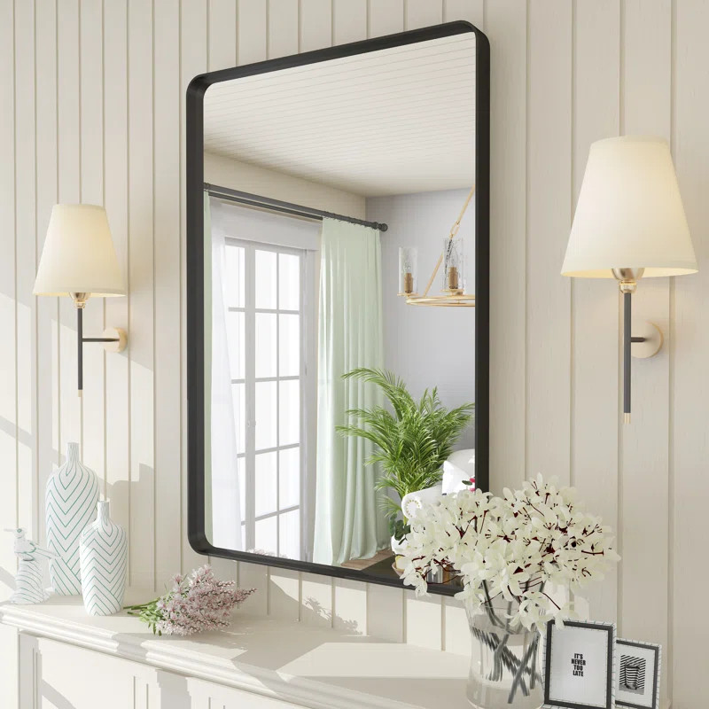 Aevar High-Strength Tempered Glass and Aluminum Alloy Framed French Cleat Mounted Wall Mirror | Wayfair North America