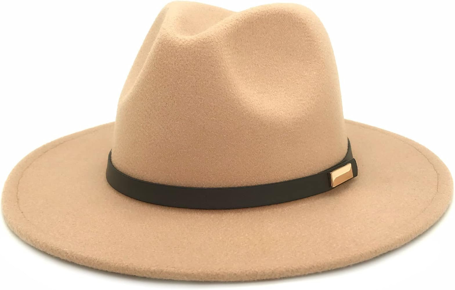 Lisianthus Women Wide Brim Wool Fedora Panama Hat with Belt Buckle | Amazon (US)