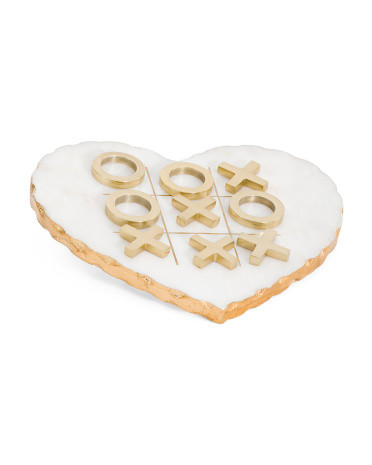 Heart Shaped Marble Tic Tac Toe Set | TJ Maxx