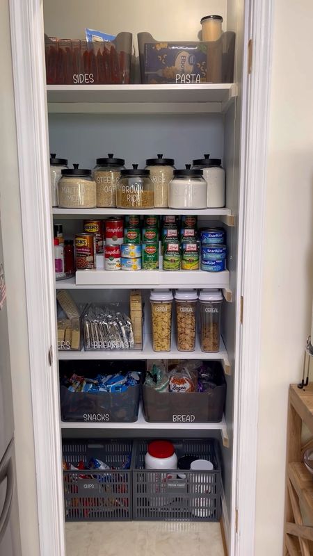 Pantries are our favorite organization projects for the simple reasons that it saves our clients' energy, time, and money!

In this pantry, we used a combination of organizing products to maximize the space according to the family's lifestyle. 

Here is the breakdown of what we source to create a beautiful and functional space.  

The total investment of organizing products is $571.75

4	chancellor grey baskets	$55.96
3	cereal canisters	                $50.97
1	chip clips set of 4	                $4.99
3	idesign deep pantry bin	$74.97
2	10" turntable	                        $19.98
1	3-tiered cans riser	                $17.99
1	large THE canister	        $8.75
4	2.1qt glass canister	        $71.96
4	1.6qt glass canister	        $59.96
4	medium THE bin		        $51.96
6	large smoke bins w/handles$41.94
4	large THE bin	                $79.96


#LTKfamily #LTKsalealert #LTKSpringSale