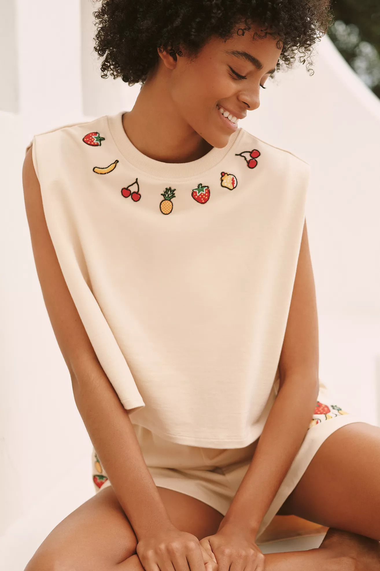 Celandine Coney Icon Embroidered Muscle Tee Sweatshirt | Anthropologie (US)