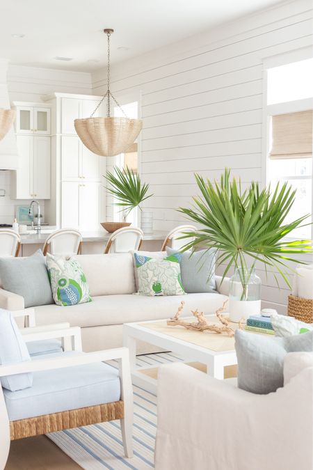 I recently shared a mini tour of our new Florida home! Includes items in our living room and kitchen like our linen sofas, woven back chairs, raffia coffee table, blue and white striped rug, blue and green throw pillows, rope chandeliers, swivel counter stools and so much more! See the full tour here: https://lifeonvirginiastreet.com/a-peek-at-our-new-florida-home/. 

#ltkhome #ltkseasonal #ltksalealert #ltkfindsunder50 #ltkfindsunder100 #ltkstyletip #ltkover40 #ltkfamily   #LTKsalealert #LTKhome

#LTKSeasonal #LTKSaleAlert #LTKHome
