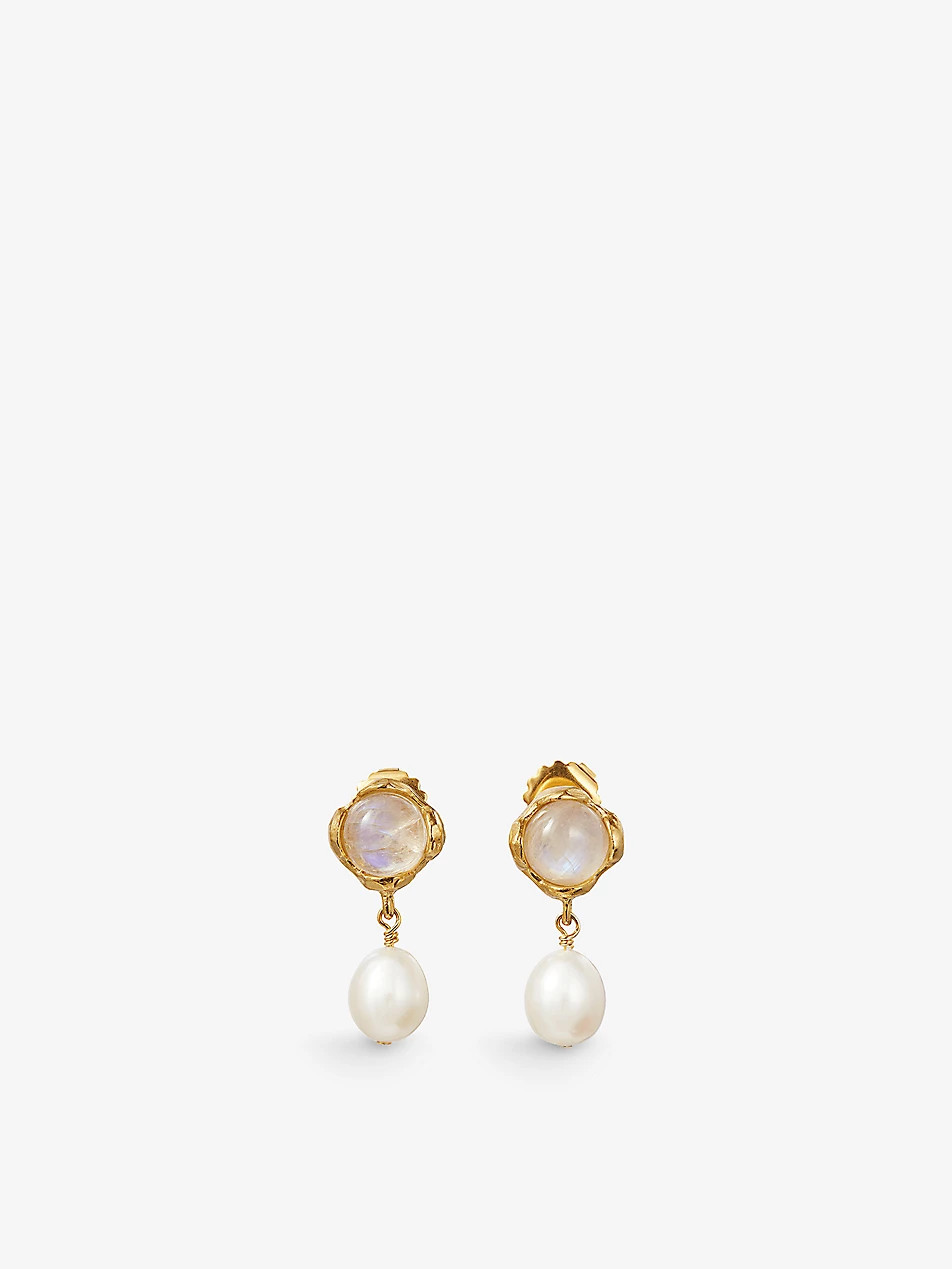 The Moonlight Capture 24ct yellow gold-plated recycled-bronze and freshwater pearls earrings | Selfridges