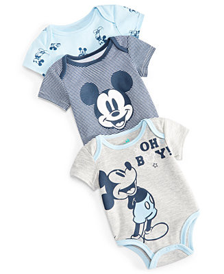 Disney Baby Boys Mickey Mouse Bodysuits, Pack of 3 - Macy's | Macy's
