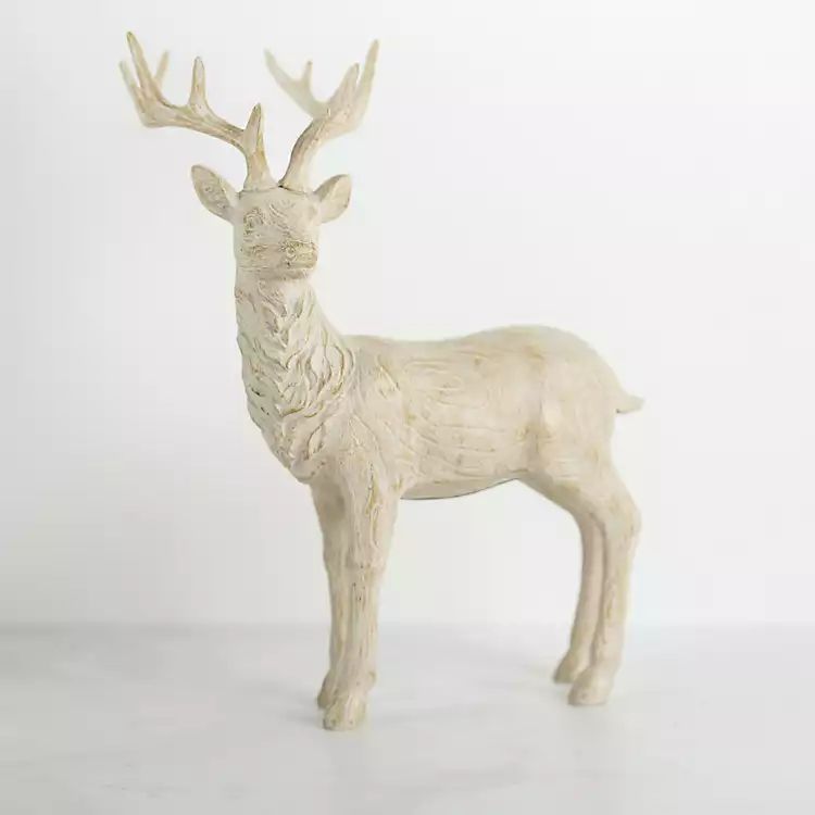 Whitewashed Standing Reindeer Statue | Kirkland's Home