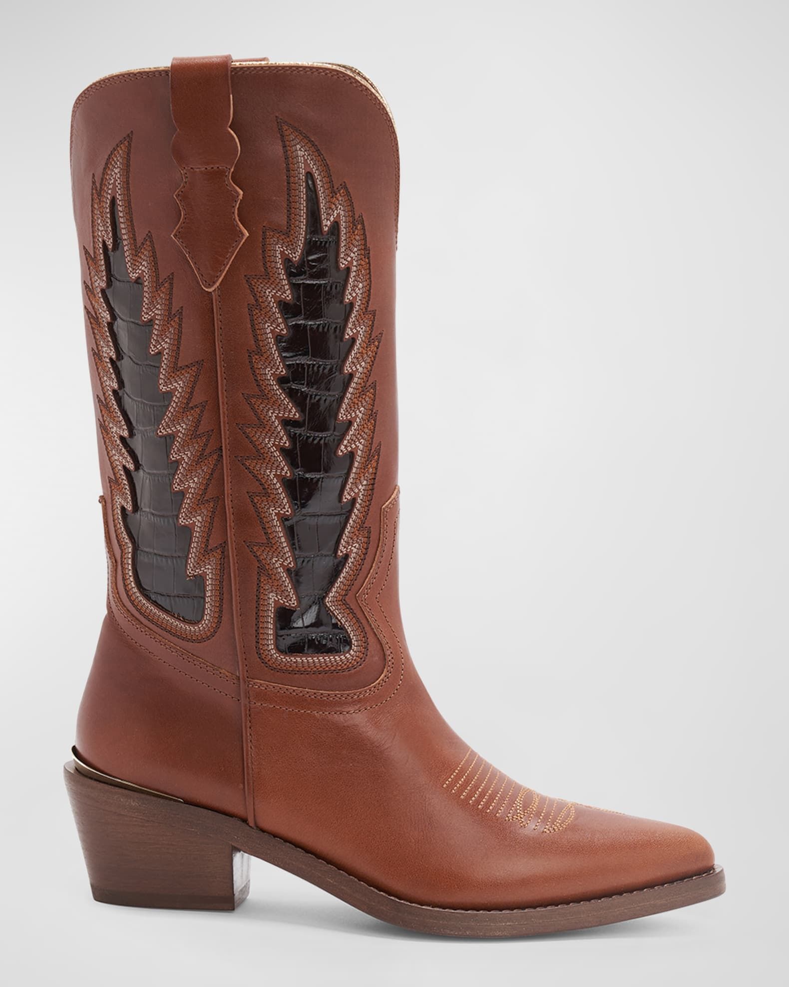 Whitney Mixed Leather Western Boots | Neiman Marcus