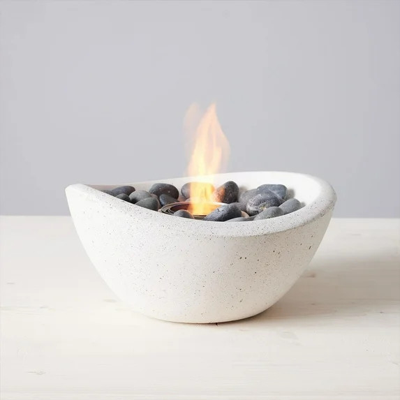 TerraFlame Wave Table Top Fire Bowl Gel Fuel - Stone Cast - White | Walmart (US)